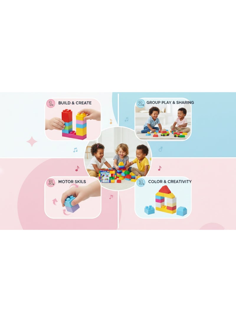 توي لاند مجموعة مكعبات بناء جامبو للأطفال (16 قطعة) | مكعبات بناء كبيرة وملونة للأطفال الصغار - Image 3